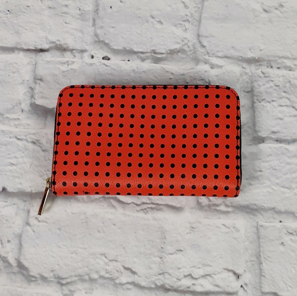 Fossil koral red polka dot leather wallet
